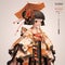 Kimekomi traditional Japanese doll. Generative ai.