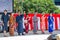 Kimono costume showing on stage in variety of the style male and female at Matsuri Japanese festival.