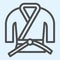 Kimono line icon. Asian martial art costume, judo and karate or other suit with belt. Sport vector design concept