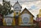 Kimry, formerly Kimra, Tver Region, Russia, July 31, 2021: Merchant Luzhin wooden house art nouveau