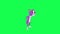 Kind 3D talking purple cat dancing from left angle on green screen 3D people walking background chroma key Visual effect animation