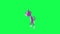 Kind 3D talking purple cat dancing from right angle on green screen 3D people walking background chroma key Visual effect animatio