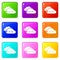 KInd cloud icons set 9 color collection