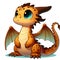 A kind dragon that looks sad, full body image, cartoon style.