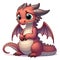 A kind dragon that looks sad, full body image, cartoon style.