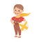 Kind and Fair Little Boy Holding Shield Doing Justice Vector Illustration