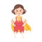 Kind and Fair Little Girl Wearing Superhero Cloak Doing Justice Vector Illustration