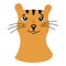 Kind funny happy tigress icon. Vector isolated illustration on transparent background. Vivid emotions of animals