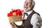 Kind old man with gift