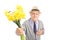 Kind senior gentleman giving flowers to someone