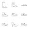 Kind of shoes icons set, outline style