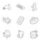 Kind of toys icons set, outline style