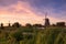Kinderdijk windmills in the netherlands on sunset