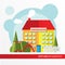 Kindergarten building icon in the flat style. Preschool. Concept for city infographic.