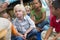 Kindergarten children listening to a story