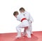 In kindergarten, the children are trained judo techniques
