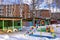 Kindergarten playground in winter