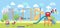 Kindergarten playgrounds background for children outdoor activity. Park playground. Play and sports.