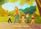 Kindergarten Summer Walk Illustration