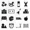 Kindergarten symbol icons set, simple style