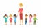 Kindergarten teacher with children - cartoon people characters isolated illustration