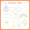 Kindergartens educational game for kids. Preschool tracing worksheet for practicing motor skills. Dashed lines