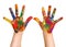 Kindergartner Rainbow Hand Painting Painted Hands