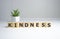 KINDNESS - words from wooden blocks with letters, KINDNESS concept, top view background