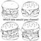 Kinds of burgers and black burgers contour