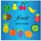 Kinds of fruits, colorful icons, background. vector design