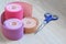 Kinesiological tape rolls. Anti-pain taping for athletes for weight loss, anti-wrinkle