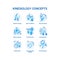 Kinesiology concept turquoise icons set