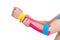 Kinesiology taping on human hand