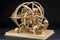kinetic sculpture of ball rolling around and through maze of geometric shapes