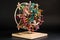 kinetic sculpture made of interlocking shapes and colors