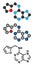 Kinetin (N6-furfuryladenine) plant hormone molecule. Promotes cell division in plants. Used in skin care and cosmetics for