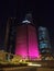 King Abdulah Riyadh Financial Center skyscrapers illuminated pink