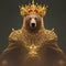 king bear with golden crown on a black background