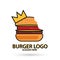 King Burgers vector logo, icon and mascot fast food Flat design style. vector illustrator