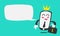 King business smartphone mascot character bring money briefcase and say hello with bubble speech talk in flat funny style