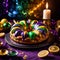 King Cake , traditional popular sweet dessert cake