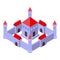 King castle icon isometric vector. Medieval people
