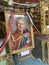 King Charles III coronation in May 2023 is celebrated in London in an antique frames shop
