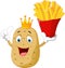 King chef potato cartoon holding a french fries