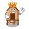 King chicken in a wooden cartoon coop