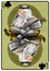 King of Clubs playing card. Unique hand drawn pocker card. One of 52 cards in french card deck, English or Anglo-American pattern