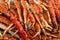 King crabs meat. Sea food background, Bergen fishmarket, Norway