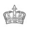 King crown. Engraving vintage vector black illustration. Isolated on white