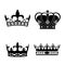 King crowns. Icon set. Antique crowns. Vector illustration. Flat style.