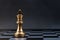 The king golden chess stand alone on chess board.